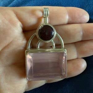 Elegant STERLING SILVER PINK QUARTZ 
Pendants Pink and Silver Pendant best offer